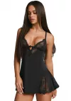 Zmysłowy komplet babydoll i stringi Obsessive Sparkly Night czarny