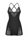Zmysłowy komplet babydoll i stringi Obsessive Sparkly Night czarny