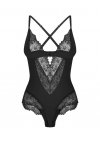 Zmysłowe body koronkowe z odkrytymi plecami Obsessive Sparkly Night czarne