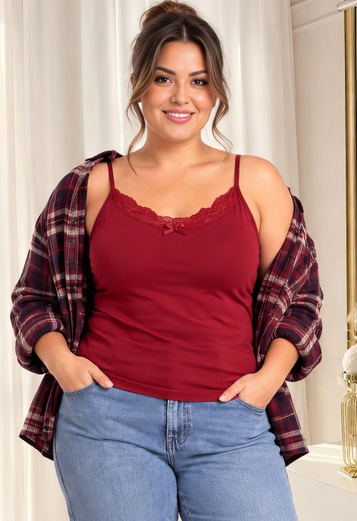 Donna 106 bordowy plus size podkoszulek